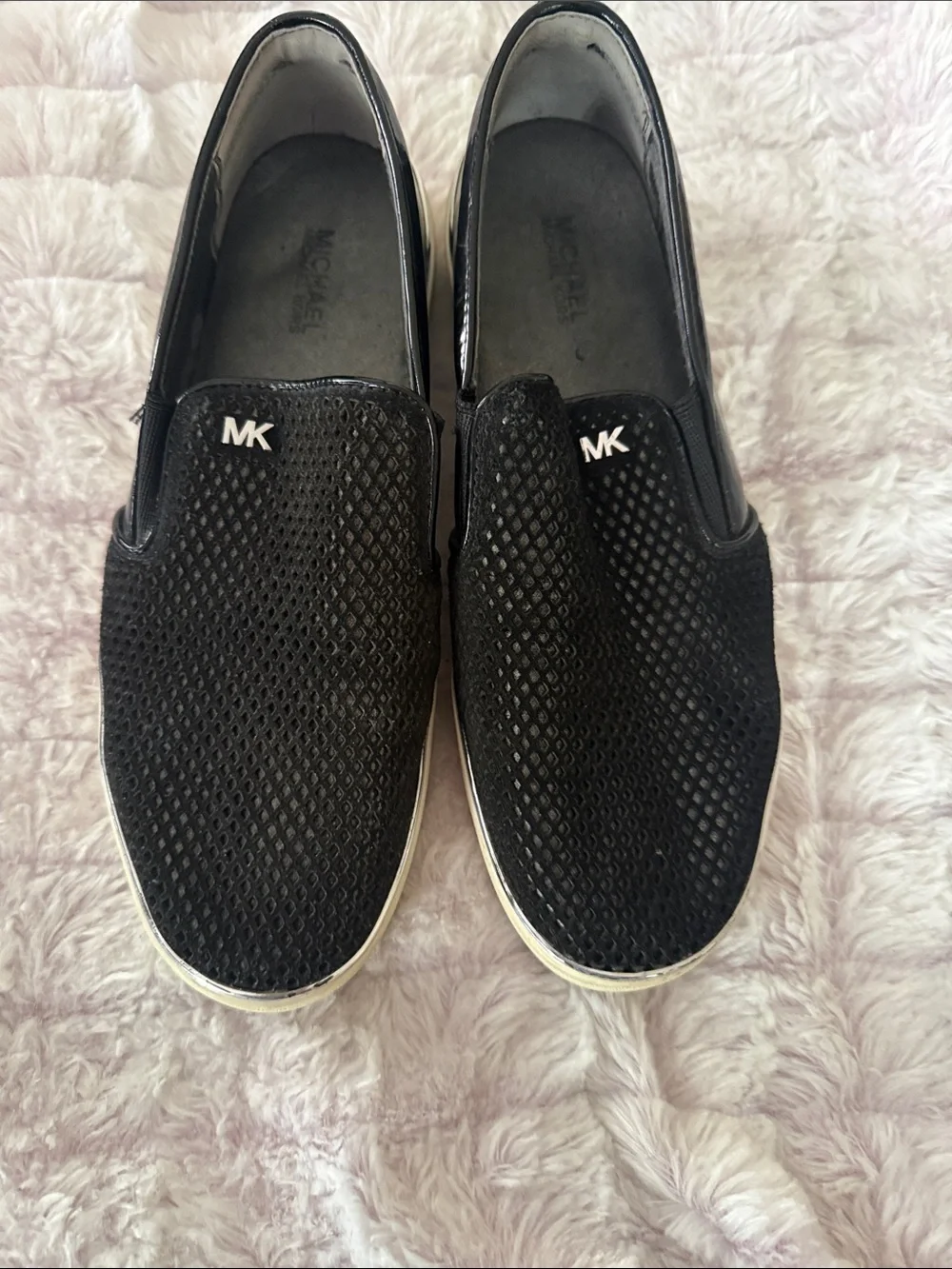 Michael Kors Black Slip-On Loafers with White Sole